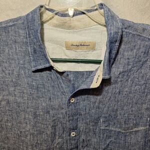 Tommy Bahama bahama 100%  Linen Shirt  Men's XXL Denim Blue Resort Beach Wedding